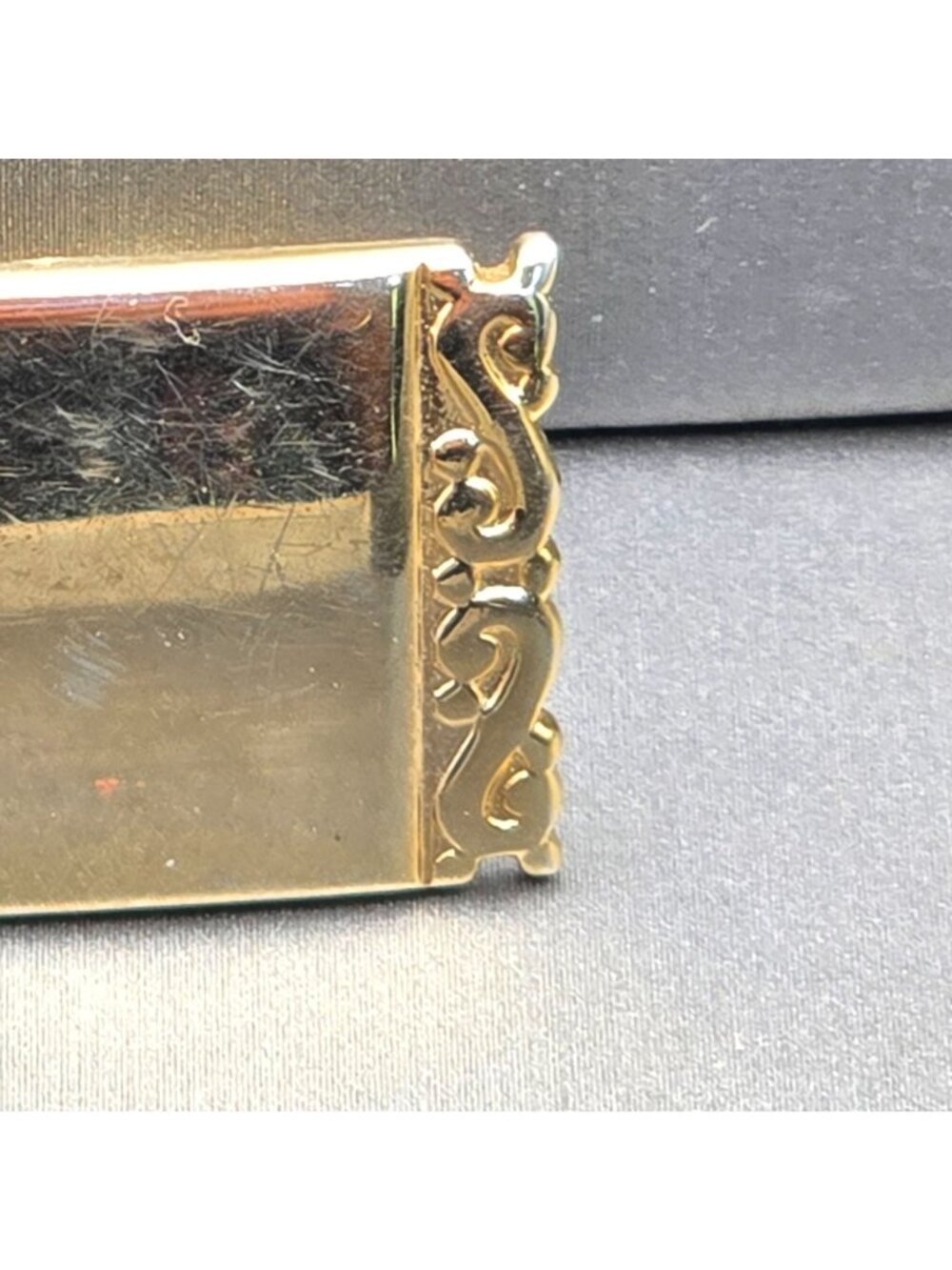 VTG Swank Gold-Tone Square Cufflinks .75" Ornate Scrolled Edge Bullet Back - Picture 2 of 6